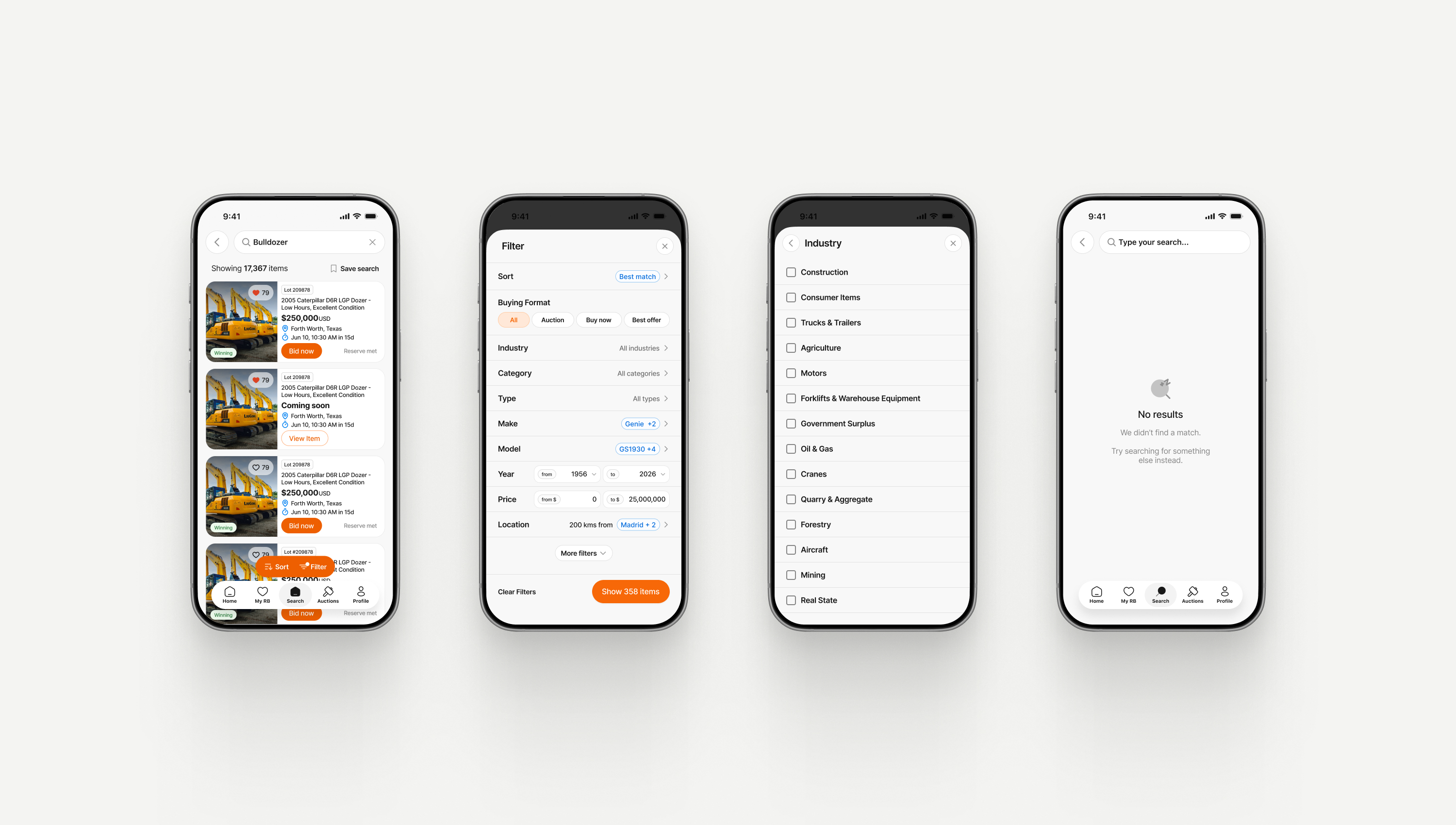 Ritchie Bros. mobile app final designs